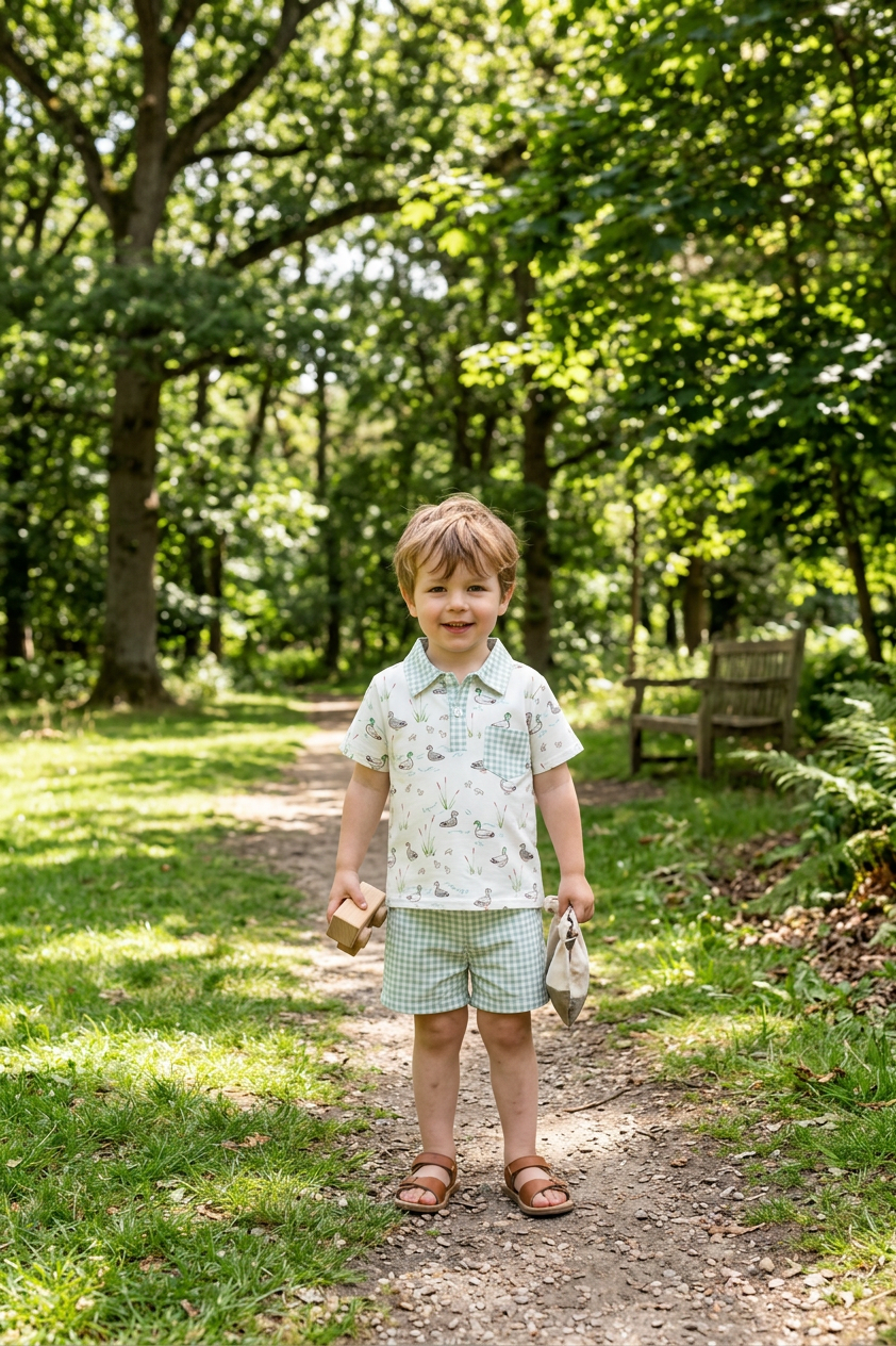 Conjunto Polo y Short con Estampado de Patitos