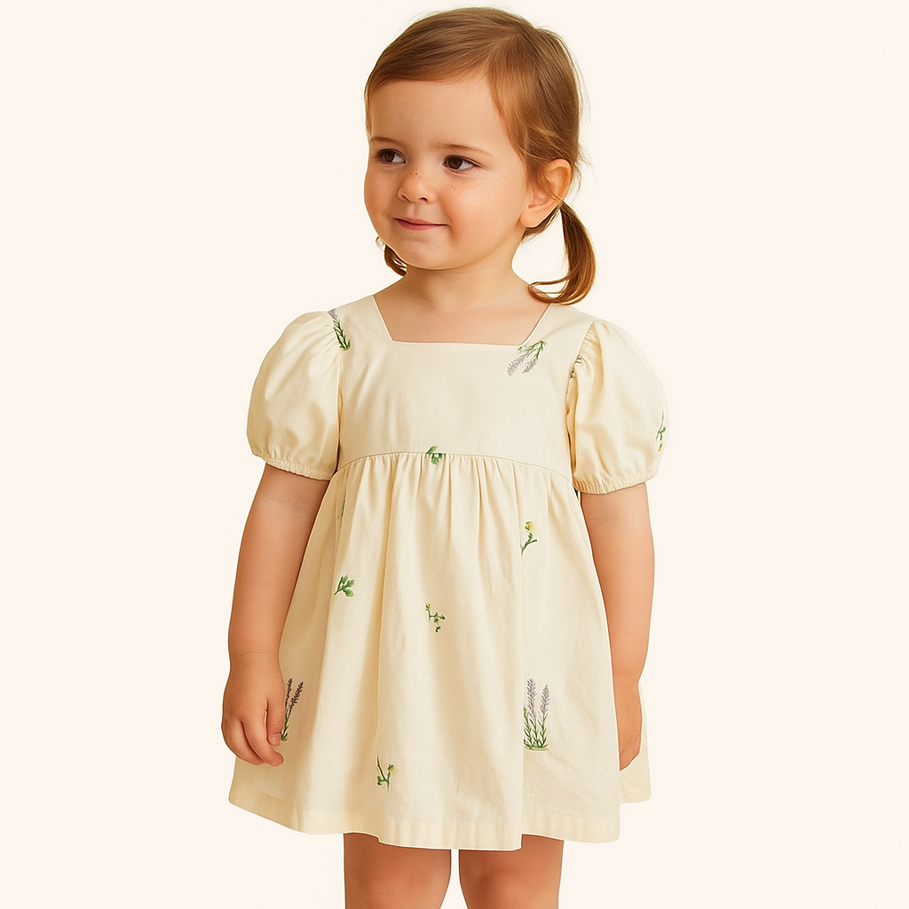 Traje Crema Floral de Algodón